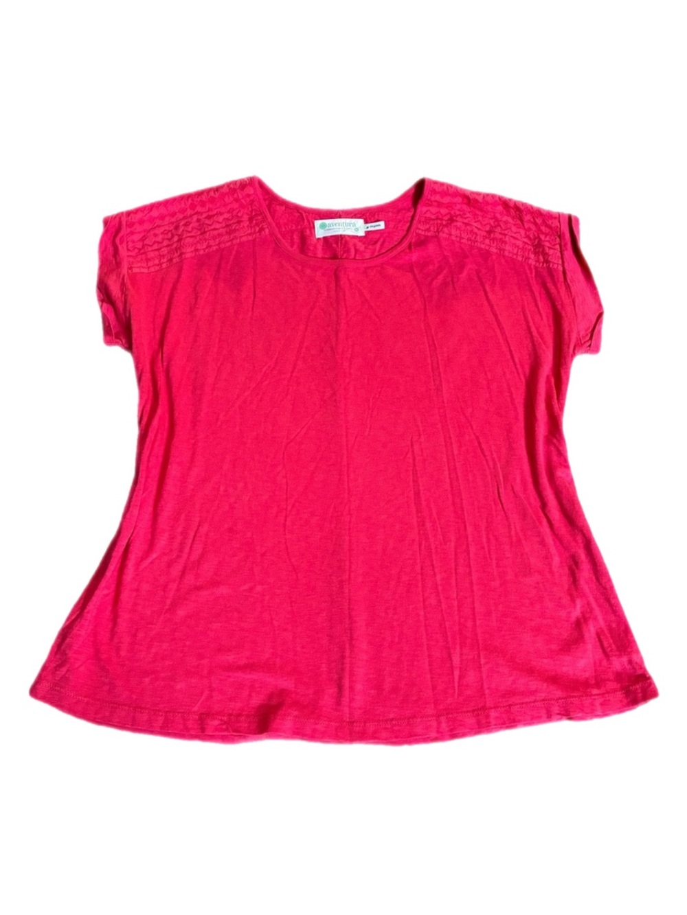Aventura Sussana Short Sleeve Tee Top Pink Scoop Neck Organic Cotton Size XL